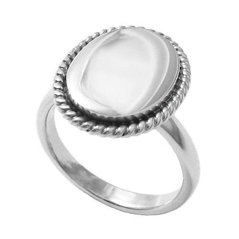 Elegant Rope Edge Engravable Oval Ring | Wholesale 925 Sterling Silver Jewelry | Main