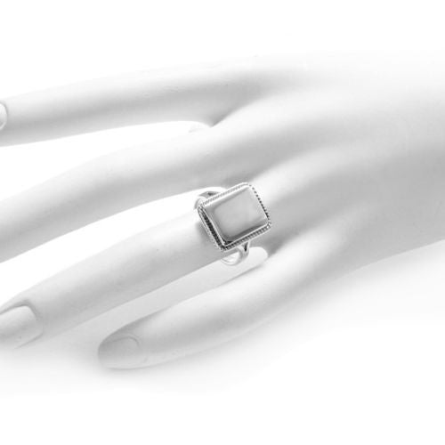 Classy Rope Edge Engravable Rectangle Ring | Wholesale 925 Sterling Silver Jewelry | Alternate