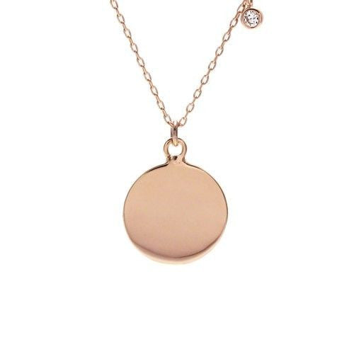 Lovely Rose Gold Engravable Pendant Necklace with 0.05 Carat CZ - 18 Inch | Wholesale 925 Sterling Silver Jewlery | Main