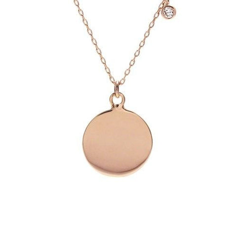 Lovely Rose Gold Engravable Pendant Necklace with 0.05 Carat CZ - 18 Inch | Wholesale 925 Sterling Silver Jewlery | Main
