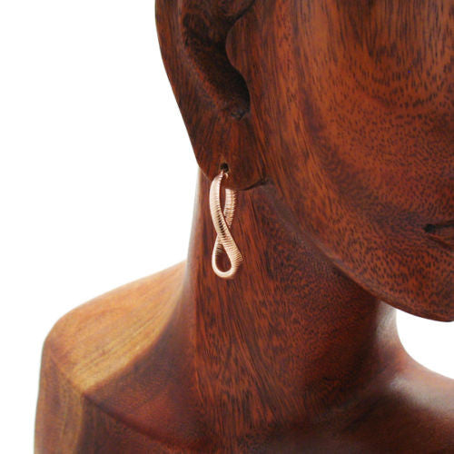 Rose Gold Omega Twisting Hoop Earrings | Wholesale Sterling Silver Jewelry | Alternate