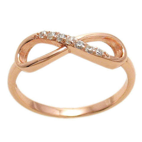 Graceful rose gold plated infinity ring with CZ sparkle | Wholesale sterling silver rings - Jewelry | Main photo