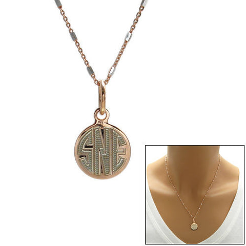 Beautiful Rose Gold Round Pendant Necklace | Wholesale 925 Sterling Silver Jewelry | Main