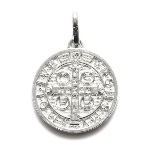 Classy Round 17mm St. Benedict Catholic Medal Charm Pendant | Wholesale 925 Sterling Silver Pendant - Jewelry | Alternate