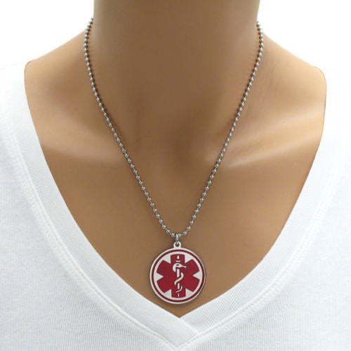 Amazing Round Caduceus Medical Pendant Necklace | Wholesale 316L Stainless Steel Jewelry | Alternate