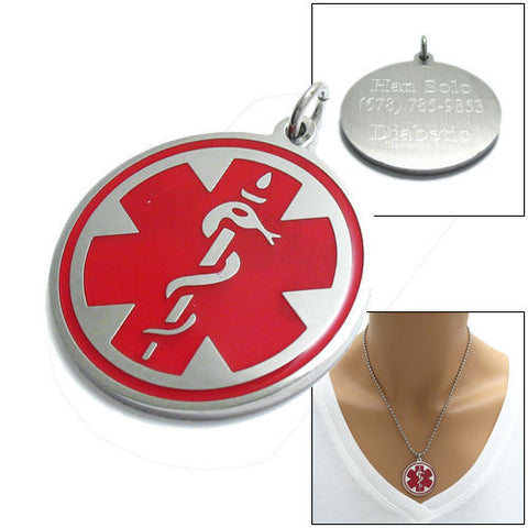 Amazing Round Caduceus Medical Pendant Necklace | Wholesale 316L Stainless Steel Jewelry | Main