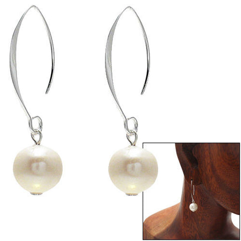 Classic round freshwater pearl hanging hook earrings | Wholesale 925 Sterling Silver Jewelry | Combo photo