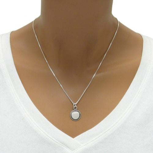Gorgeous Round Rope Edged Engravable Pendant - 13 Inch | Wholesale 925 Sterling Silver Jewelry | Alternate
