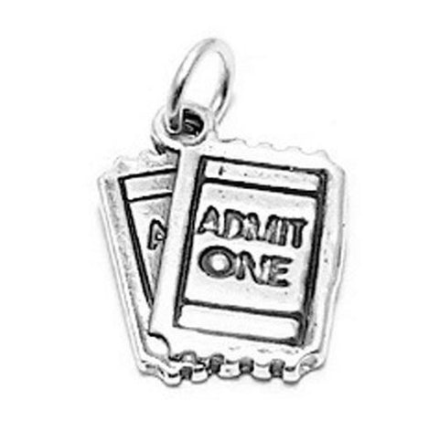 Movie Theater Ticket Charm. Sterling Silver