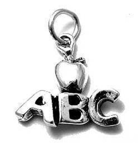 Apple on "ABC" Charm. Sterling Silver