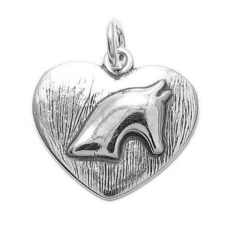 Horse's Head in Heart Charm in Sterling Silver.