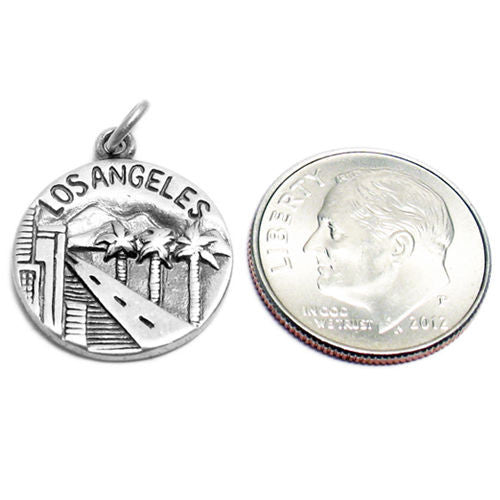 "Los Angeles" CA 2-Sided Charm In Sterling Silver.