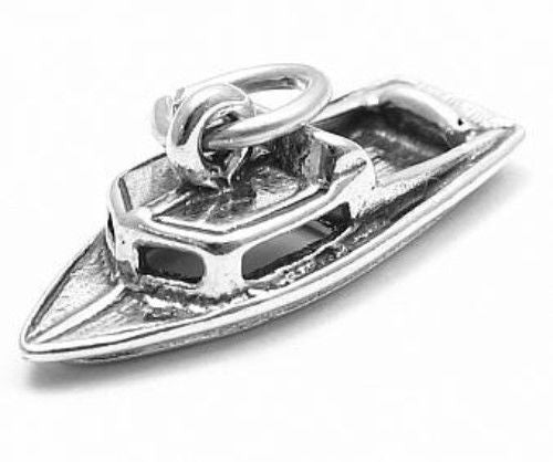 Motorboat Charm in Sterling Silver