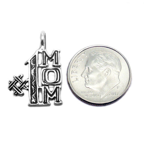 Classic "#1 Mom" Charm in Sterling Silver