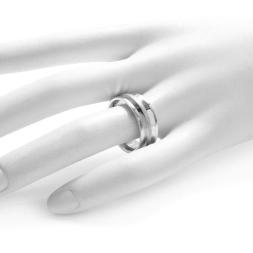 Wedding Band with a Satin Stripe Down the Middle. Wholesale sterling silver rings. On hand.