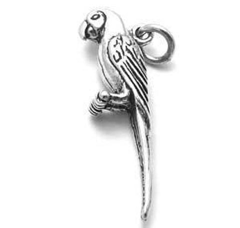 Macaw Charm in 3D. Sterling Silver.