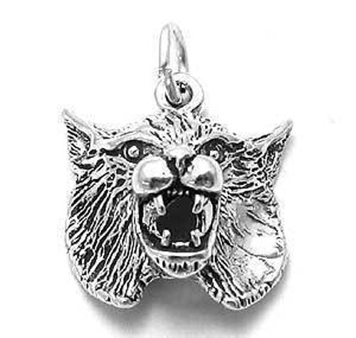 Bobcat Head Charm in Sterling Silver.