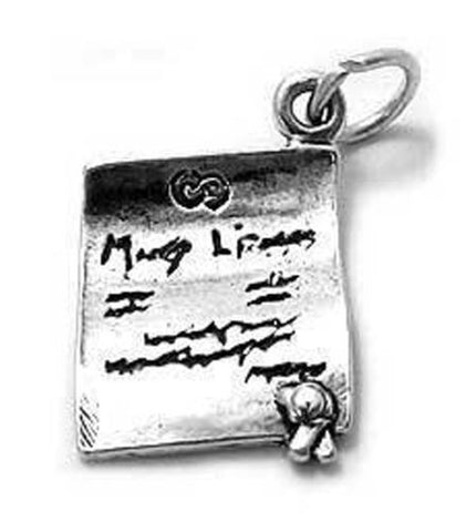 "Marriage License" Charm. Sterling Silver