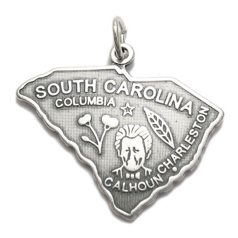 South Carolina State Charm in Sterling Silver