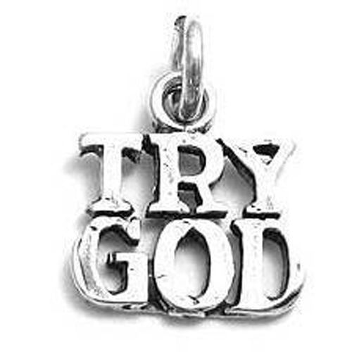 "Try God" Charm in Sterling Silver
