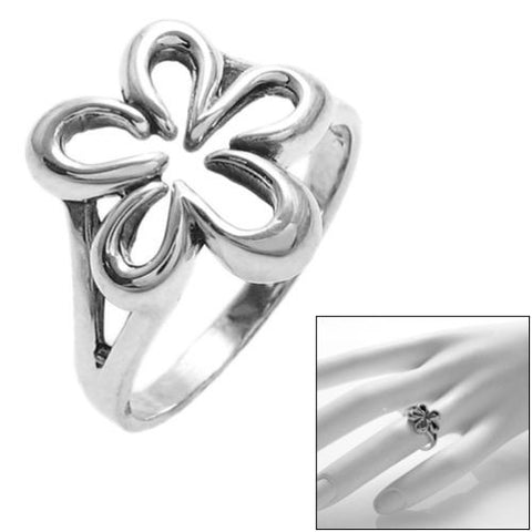 Adorable geranium flower cutout ring. Wholesale Sterling Silver Rings. Main photo.