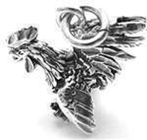 Gamecock Rooster Charm in 3D Sterling Silver.