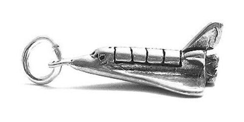 Space Shuttle Charm in 3D. Sterling Silver