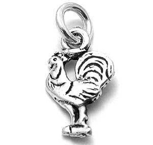 Rooster Charm in Sterling Silver.