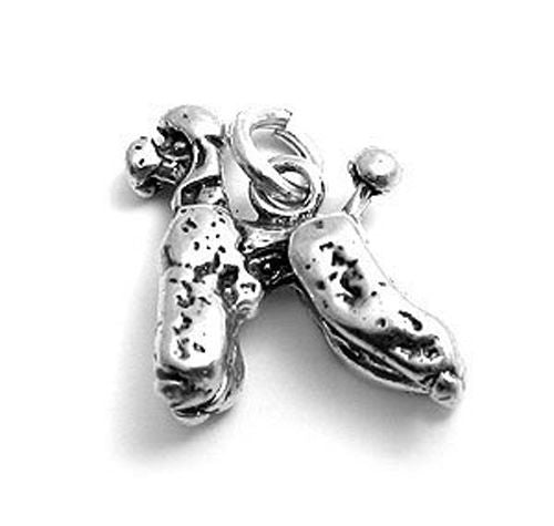 Poodle Dog Charm in 3D. Sterling Silver.