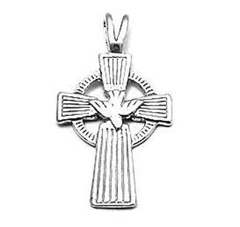 Cross w/ Peace Dove Charm in Sterling Silver