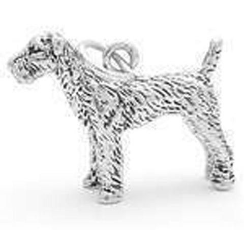 Airedale Dog Charm in 3D. Sterling Silver.