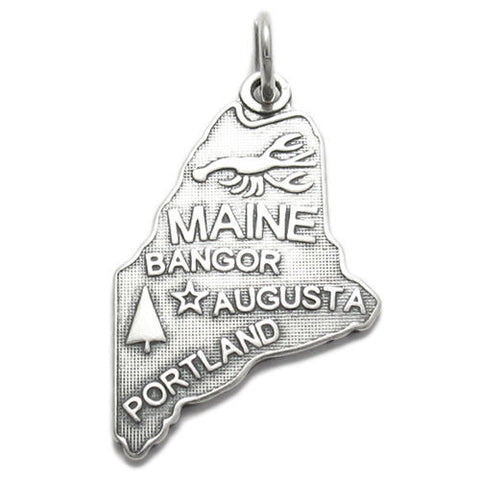 Maine State Charm in Sterling Silver