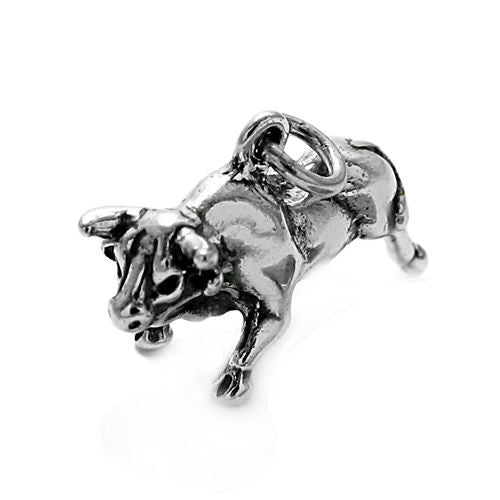 Taurus the Bull Charm in Heavy 3D Sterling Silver.