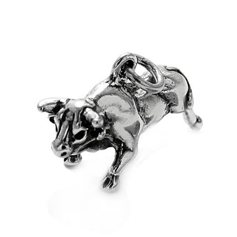 Taurus the Bull Charm in Heavy 3D Sterling Silver.