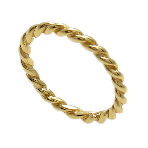 Sophisticated Thin Twisted Rope Band Ring in Gold Plated Sterling Silver. Wholesale Sterling Silver Rings