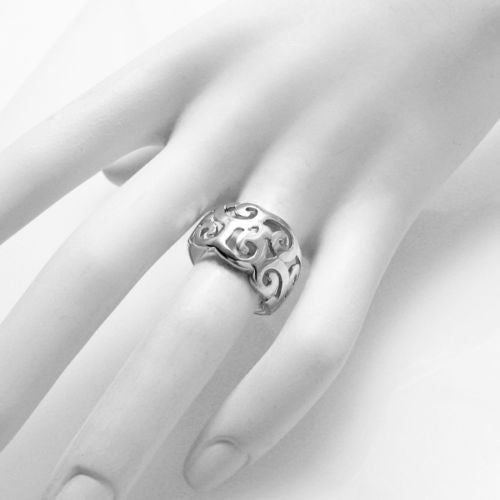 Native Art Wind Motif Swirl Ring. Wholesale sterling silver rings. On hand.