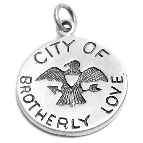 "Philadelphia" PA 2-Sided Charm with Euro Bead. Sterling Silver