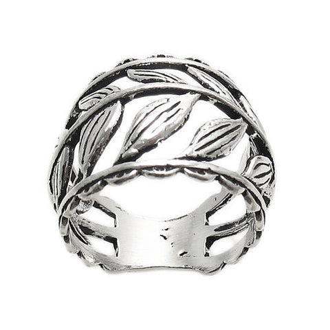 Beautiful and unique ring of sculpted fern leaves. Wholesale Sterling Silver Rings. Main photo.