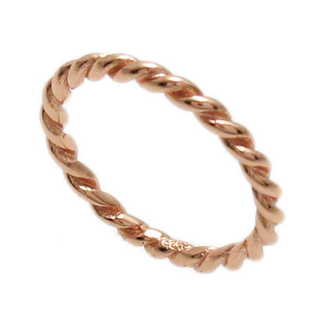 Thin twisted cable ring in 14K gold plated sterling silver. Wholesale Sterling Silver Rings.