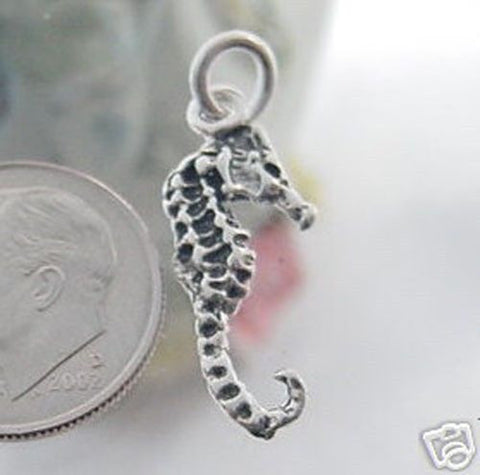 Seahorse Charm in 3D. Sterling Silver