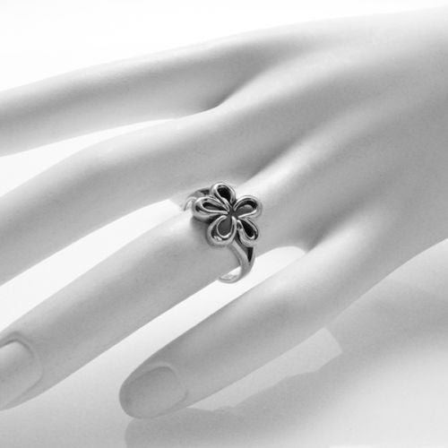 Adorable geranium flower cutout ring. Wholesale Sterling Silver Rings. On hand.