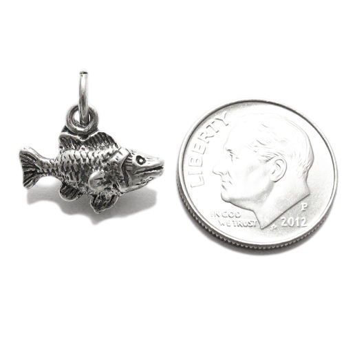 Carp Fish Charm in Sterling Silver.