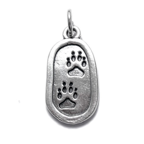 Cute Bear Paw Print Charm in Sterling Silver.