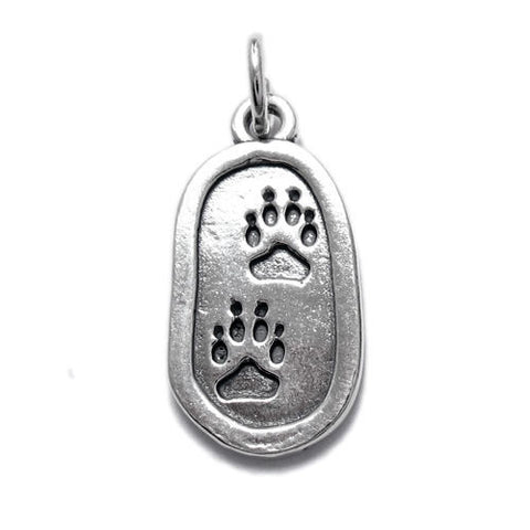 Cute Bear Paw Print Charm in Sterling Silver.