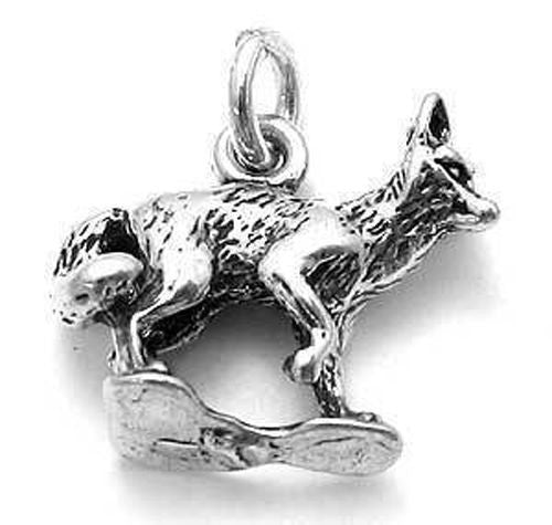 Fox Charm in 3D Sterling Silver.