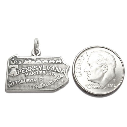 Pennsylvania State Charm in Sterling Silver