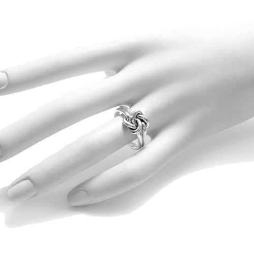 Intricate Women's Tangled Double Love-Knot Ring in Sterling Silver. Wholesale Sterling Silver Rings. On hand.