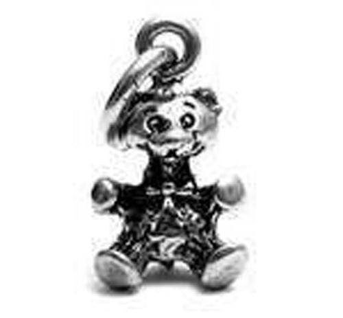 Teddy Bear Charm in 3D. Sterling Silver