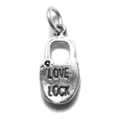 "Love Lock" Padlock Charm. Sterling Silver