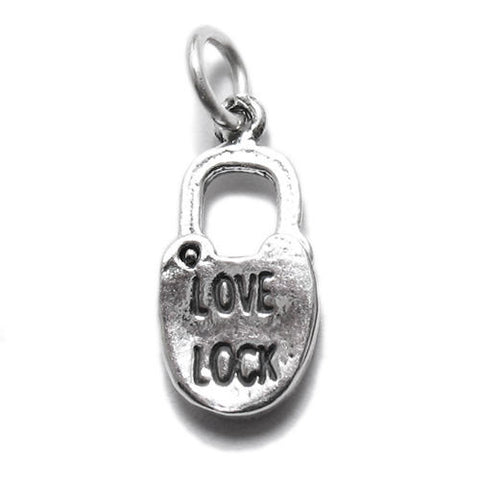 "Love Lock" Padlock Charm. Sterling Silver